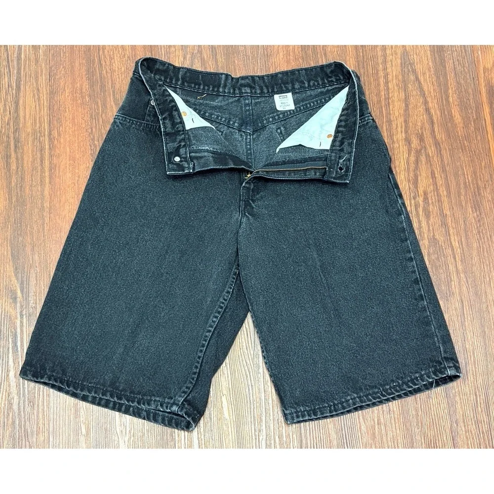 Levi's Vintage 562 Black Loose Fit Student 30 Denim Shorts Orange Tab USA